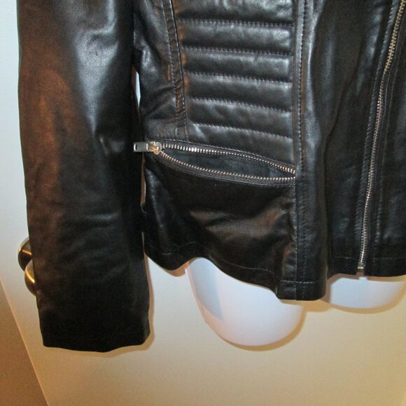 Womens Black Biker Style Leather Jacket NWOT - Picture 9 of 12